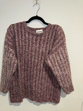 Capezio Marled Mauve Ribbed Knit Crewneck Sweater